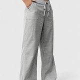 Striped Wide-Leg Cotton Trousers – Relaxed Fit