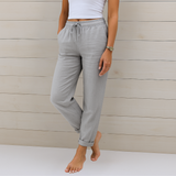 Relaxed Cotton-Linen Trousers with Drawstring Waist