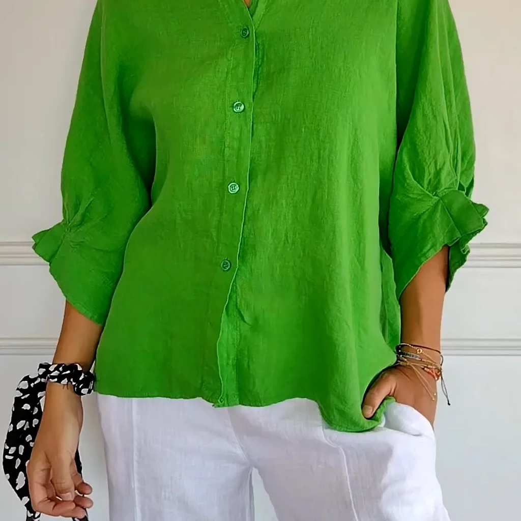 Linen Bow-Back Blouse – Summer Elegance in Linen