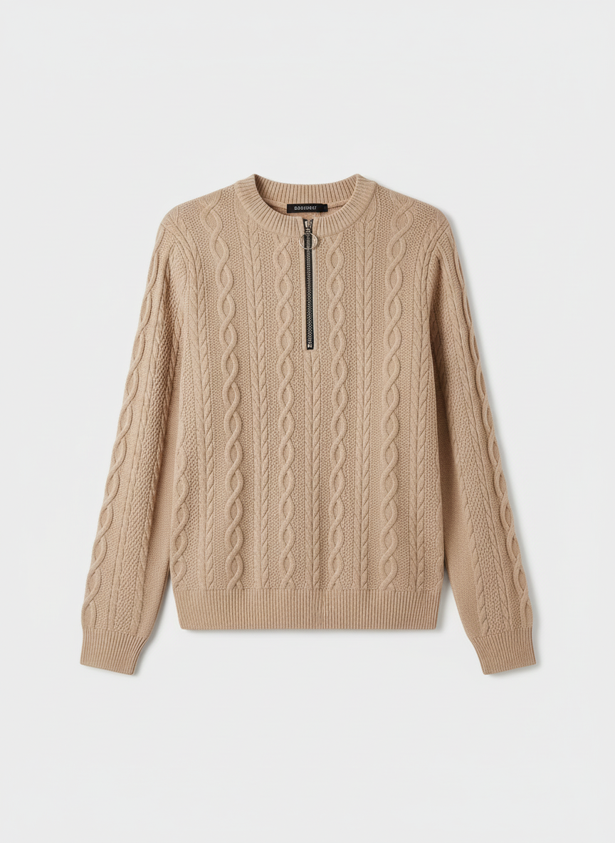 Beige Cable Knit Sweater
