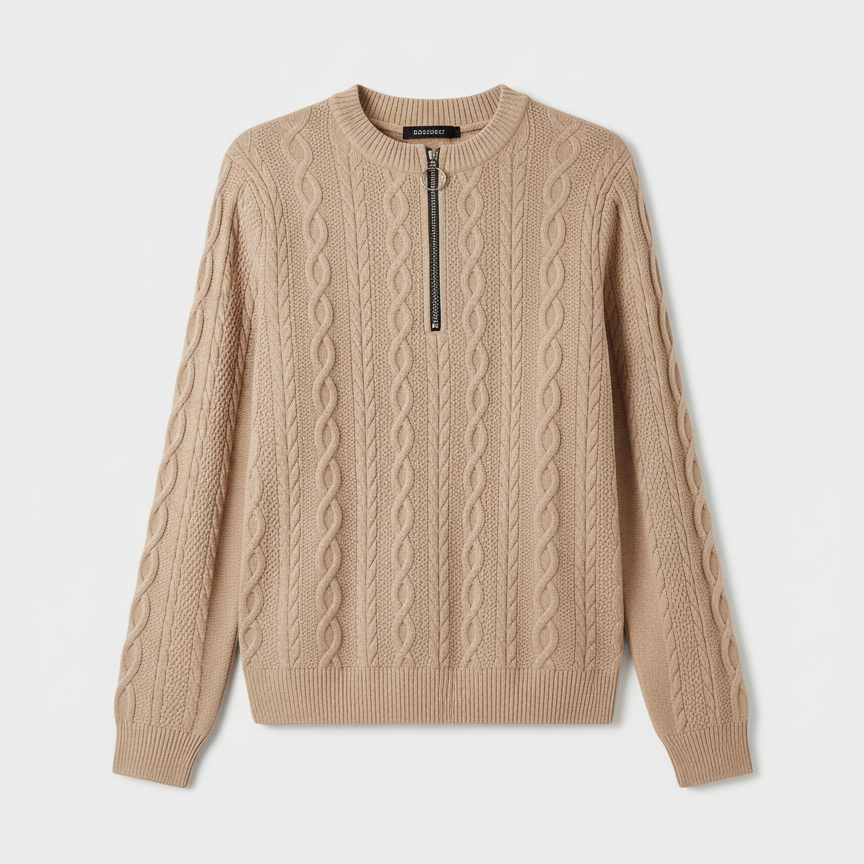 Beige Cable Knit Sweater