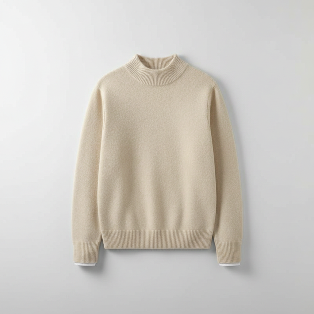 Beige Mock Neck Sweater - flat lay
