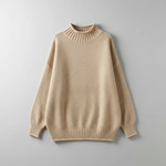 Beige Oversized High-Neck Sweater