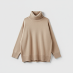 Beige Oversized Turtleneck Sweater - exact match