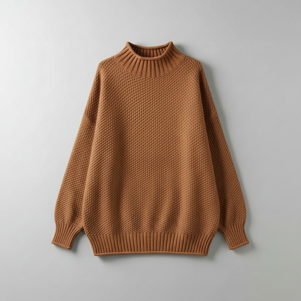 Brown Oversized High-Neck Sweater - exact match