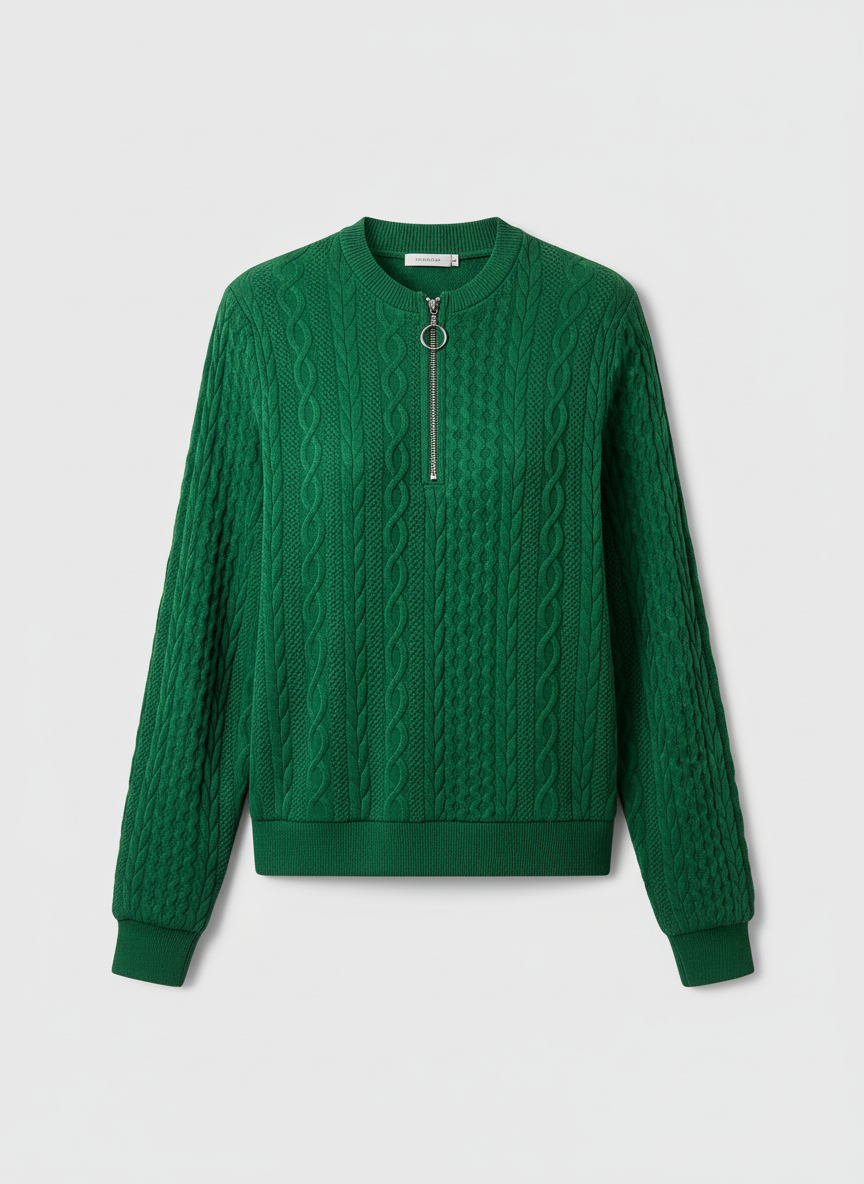 Green Cable Knit Sweater - correct
