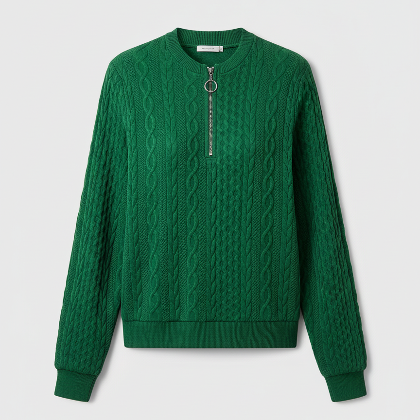 Green Cable Knit Sweater - correct
