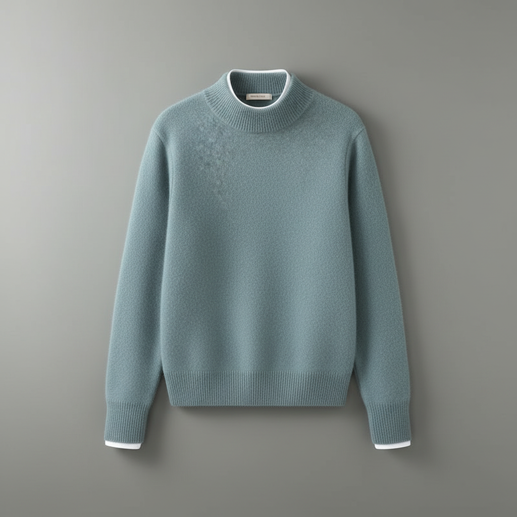 Green Mock Neck Sweater - flat lay