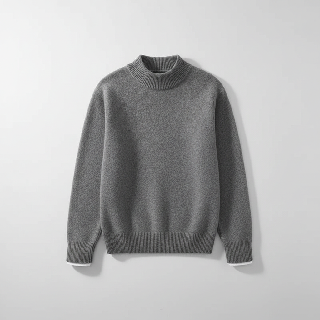 Grey Mock Neck Sweater - flat lay