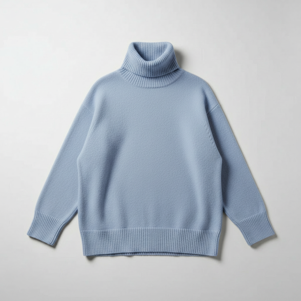 Light Blue Oversized Turtleneck Sweater