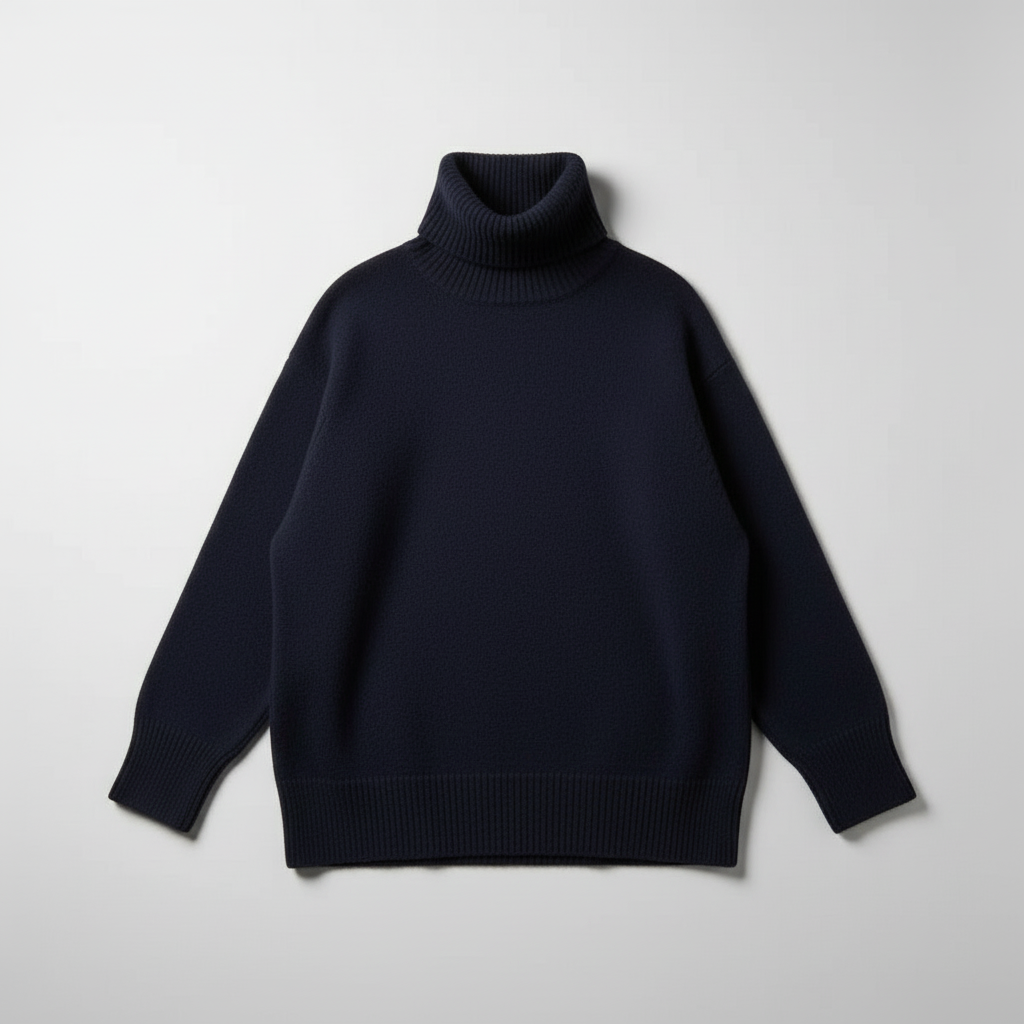 Navy Oversized Turtleneck Sweater