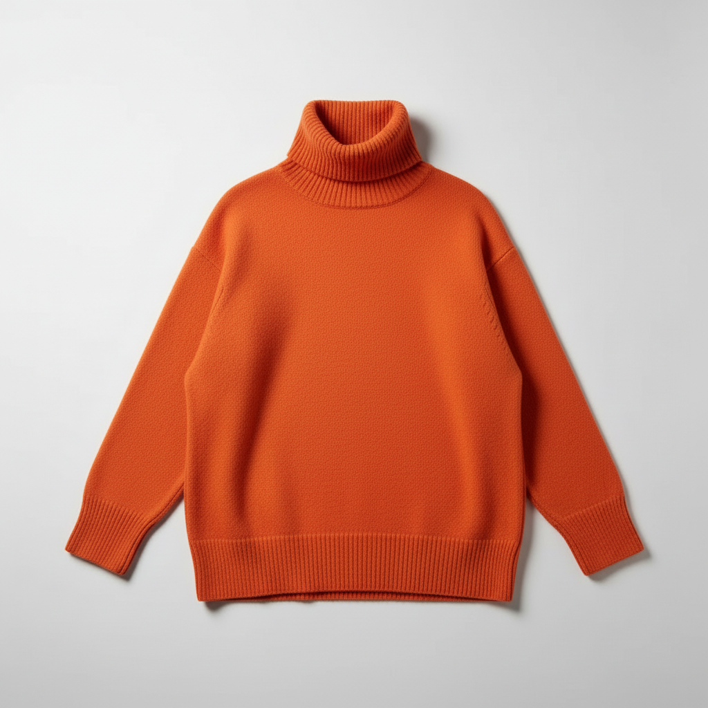Orange Oversized Turtleneck Sweater