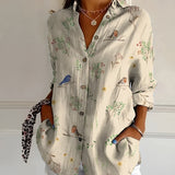Botanical Muse Linen Shirt – Relaxed Fit Floral Print Top