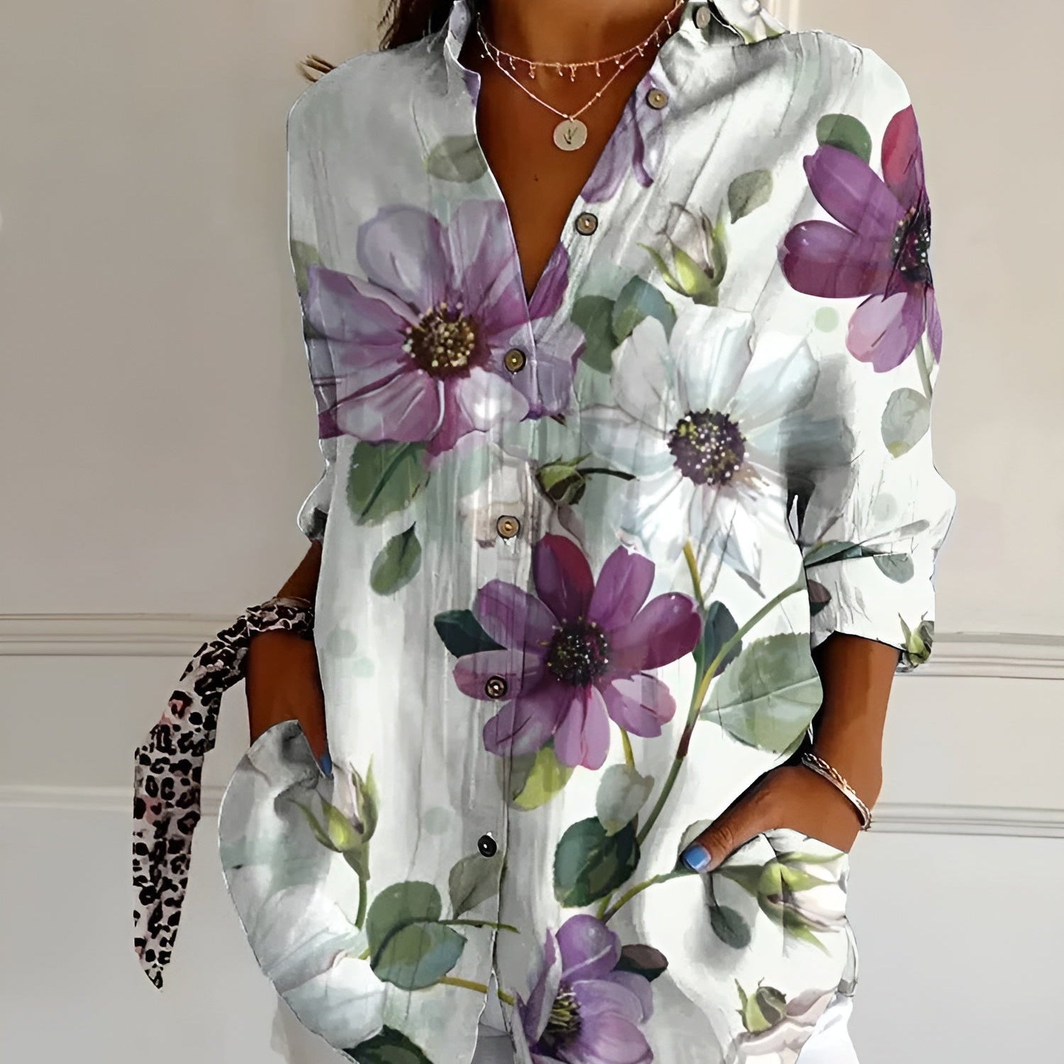 Botanical Muse Linen Shirt – Relaxed Fit Floral Print Top