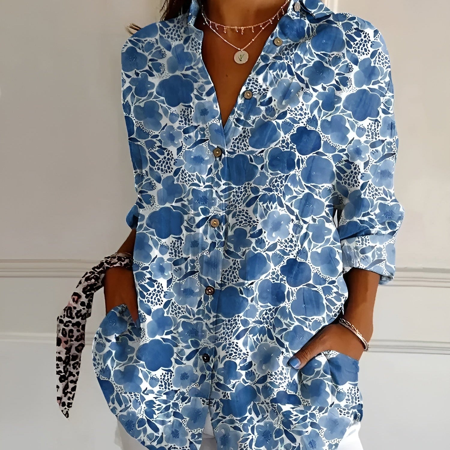 Botanical Muse Linen Shirt – Relaxed Fit Floral Print Top