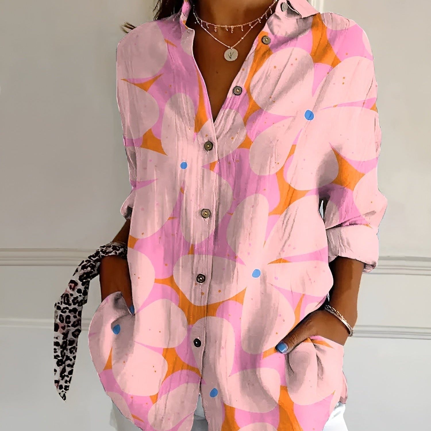 Botanical Muse Linen Shirt – Relaxed Fit Floral Print Top