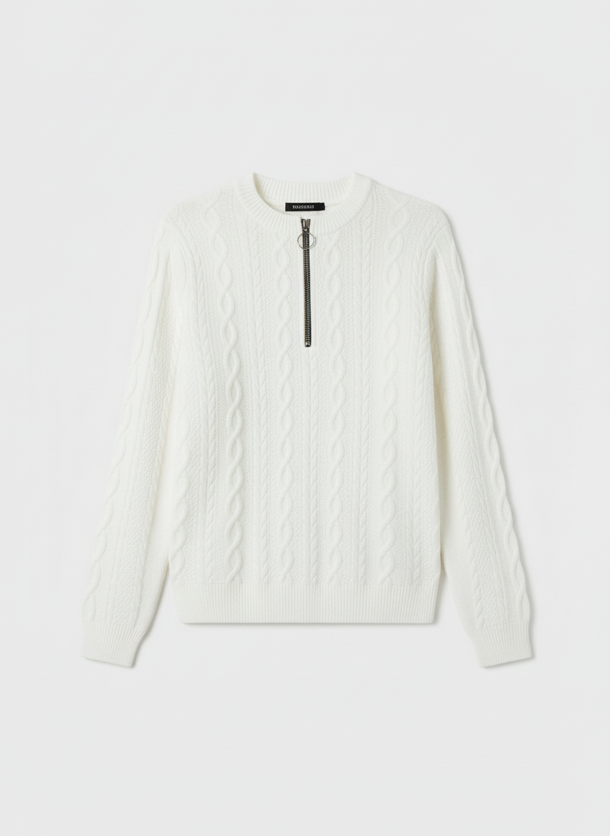 White Cable Knit Sweater