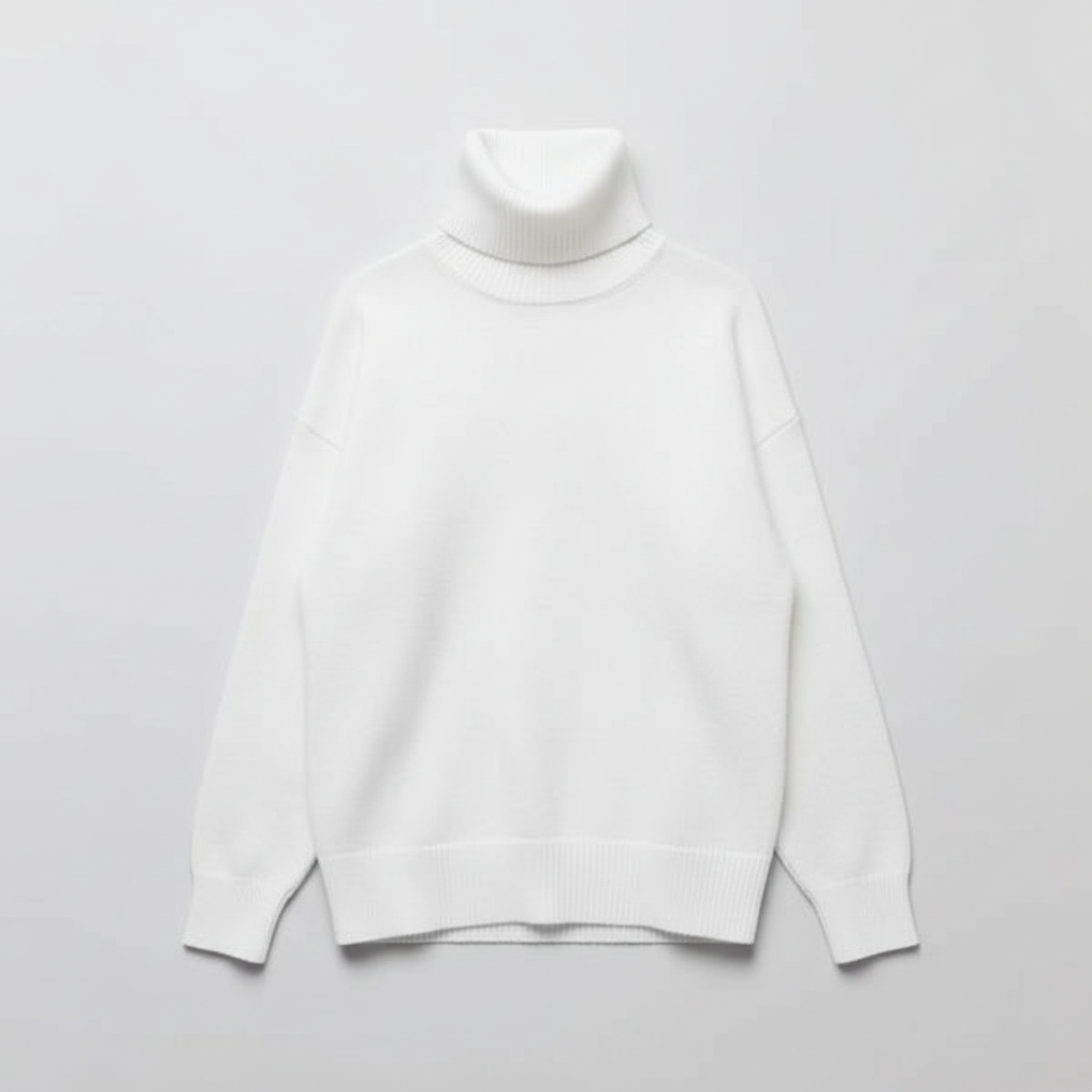 White Oversized Turtleneck Sweater